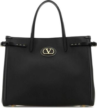 Valentino Garavani Black Leather Antibes Shopping Bag