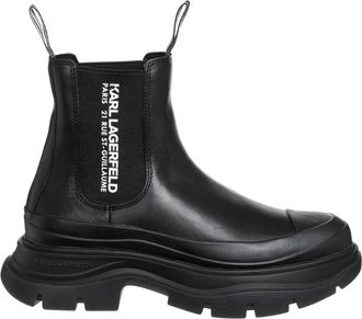 Karl Lagerfeld Luna Enkellaarsjes - Dames - Chelseaboots - Zwart - 40 EU - Leer - Schoenen