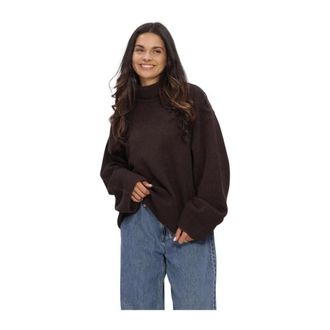Second Female Alpha Knit T-Neck - Dames - Truien - Bruin - Maat: XL Wol