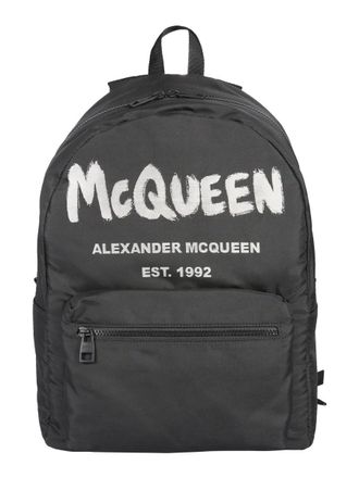 Alexander McQueen Mens Metropolitan Backpack Black Polyester Backpacks