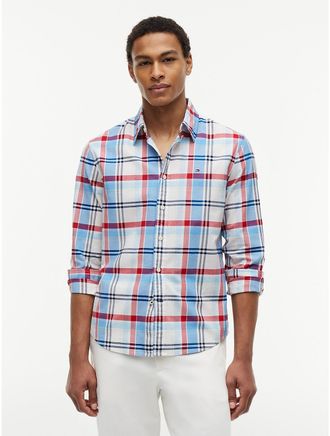 Tommy Hilfiger Mens Regular Fit Plaid Oxford Shirt - White - XXXL