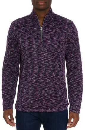 Robert Graham Waterford Space Dye Quarter Zip Pullover in Berry at Nordstrom, Size Small