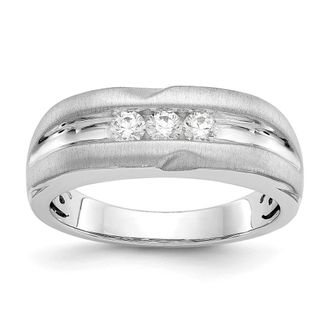 Diamond2Deal 14k White Gold Lab Grown Diamond Wedding Band Ring 0.33Ct Clarity- VS Color- D-E