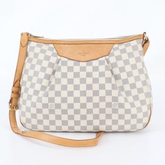 Louis Vuitton Beige Brown Leather Coated Canvas Shoulder Bag Tote Bag (Pre-Owned)