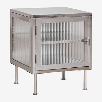 Sklum Pack De 2 Mesitas De Noche 45x40 Cm En Acero Y Cristal Paoline Sklum