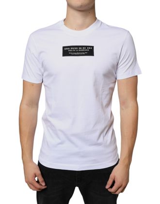 Dolce & Gabbana Mens White Cotton Dg Applique Casual T-Shirt