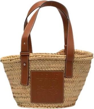 Loewe Pre-owned Raffia Tote Bag - Dames - Vintage Shopper - Beige - ONE Size - Leer - Vintage