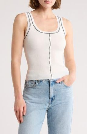 Blu Pepper Contrast Stitch Scoop Neck Sweater Tank in White at Nordstrom Rack, Size Large