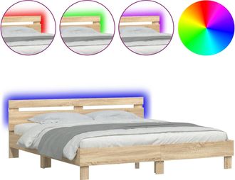 vidaXL Estructura De Cama Sonoma 193 X 203 Cm Madera De Ingenier&iacute;a Vidaxl