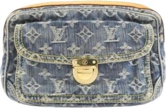 Louis Vuitton Pre-owned Monogram Denim Bum Bag - Dames - Vintage Heuptassen - Blauw - ONE Size - Denim - Vintage