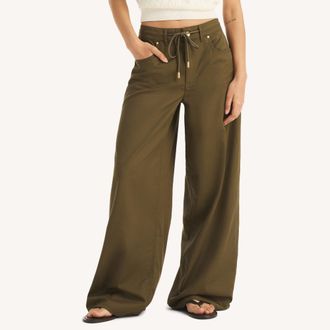 Nautica Womens Wide Leg Drawstring Pant