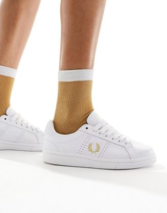 Fred Perry Sneakers in pelle bianche-Bianco