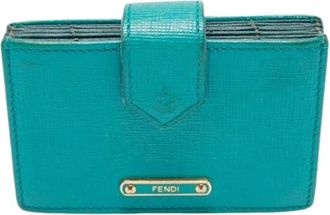 Fendi Pre-owned Accordion Card Holder - Dames - Vintage Accessoires - Blauw - ONE Size - Leer - Vintage
