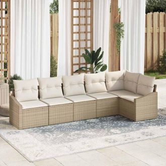 vidaXL Vidaxl - Conjunto De Comedor De Jard&iacute;n Con Coj&iacute;n 6 Pcs Beige, Crema