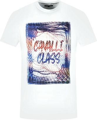 Cavalli Box Logo Witte T-Shirt