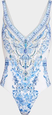 Camilla Ceramic Panoramic V-Neck One-Piece Swimsuit
