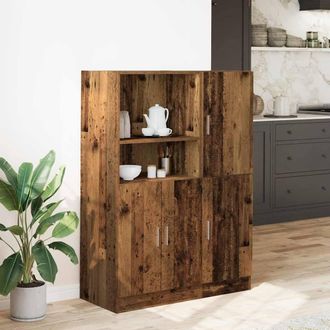 Berkfield Home Durable 2 Piece Kitchen Cabinet Set Old Wood Engineered Wood in Brown