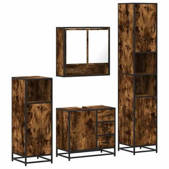 Berkfield Home 4&not;Piece Bathroom Furniture Set&not;Smoked Oak Engineered Wood in Brown