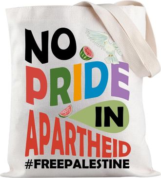 Generic PYOUL Gay Pride Tote Bag No Pride In Apartheid Free Palestine Shopping Bag Palestine Pride Gift Palestinian Gift (FREEPALESTINE Tote EU)