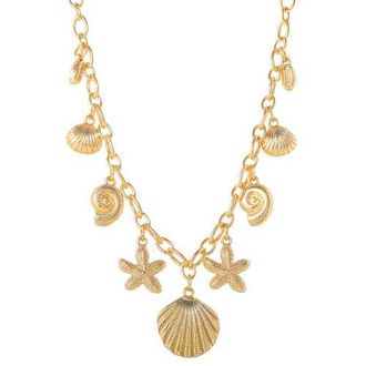 Jessica Simpson Ocean Charms Necklace for Women, 16+3 Gold-Tone Chunky Necklace with 9 Charms at Nordstrom