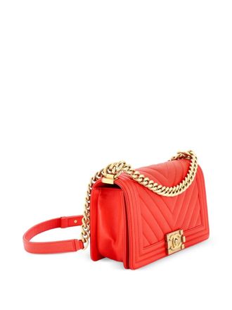 Chanel Boy Flap Bag Chevron Calfskin Old Medium shoulder bag - Red