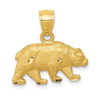 Diamond2Deal 10k Yellow Gold Diamond-cut Bear Pendant