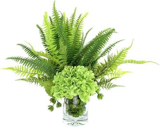 Creative Displays Inc. Handmade Faux Real Touch Hydrangea & Fern Arrangement
