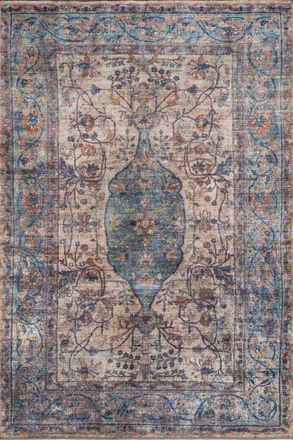 Kukoon Blue Distressed Soft Washable & Liquid Repellent Living Room Area Rug in Duck Egg Blue | Size: 240 cm x 330 cm