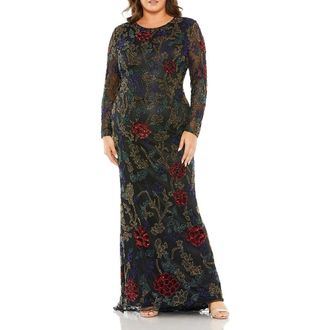 Mac Duggal High Neck Beaded Embellished Gown in Black Multi at Nordstrom, Size 14W