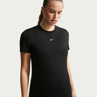 Nike Womens (M) One Dri-FIT Slim-Fit Short-Sleeve Top (Maternity) in Black | FN5001-011