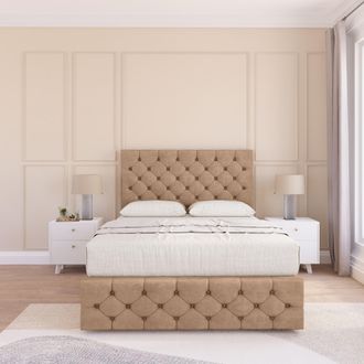 Sloomy Watson Naples Bed Set, No Drawers Mattress & 54 Headboard in Light Sand | Size: Small Single