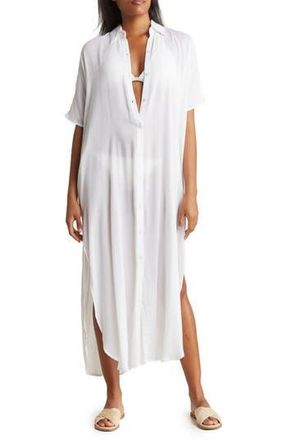 Boho Me Long Shirt Cover-Up Dress in White at Nordstrom Rack, Size X-Large