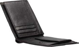 Pierre Cardin Compacte Leren Portemonnee - Heren - Accessoires - Zwart - Maat: ONE Size Zijde