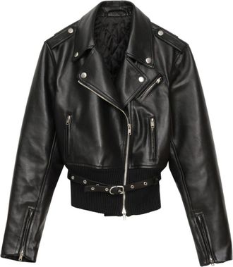 3.1 Phillip Lim belted leather biker jacket - women - Lambskin - S - Black