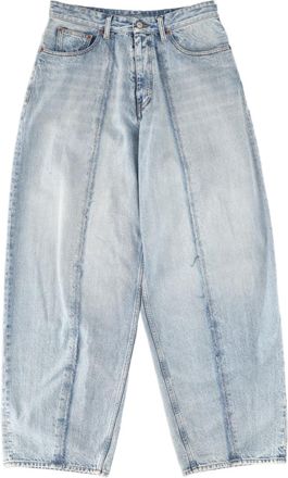 Maison Margiela Relaxed Wide-Leg Trousers with Light Blue Washed Denim Finish
