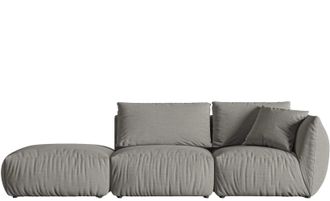 MICADONI Modulares 4-Sitzer Design Sofa Chris mit Ottomane links - Strukturstoff