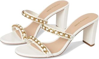Veronica Beard Womens Veronica Beard Gretchen Slide White Chain-Link Block Heel Sandal VER808