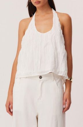 SNDYS Brandi Crinkle Halter Top in White at Nordstrom, Size X-Large