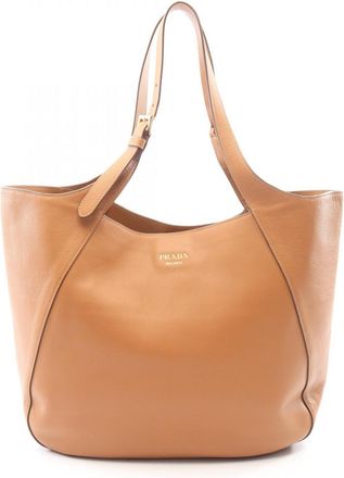 Prada Brown Leather Handbag Tote Bag (Pre-Owned)