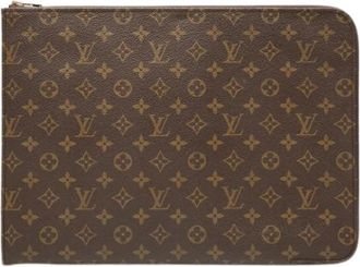 Louis Vuitton Pre-owned Monogram Canvas Clutch - Dames - Vintage Clutch - Bruin - ONE Size - Leer - Vintage