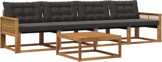 vidaXL Conjunto De Sof&aacute;s De Exterior 5 Uds. Natural Y Negro Vidaxl
