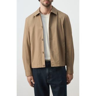 Mango Light Cotton Shirt Jacket in Burnt Orange at Nordstrom, Size X-Large