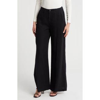 L'agence Brie Wide Leg Linen Pants in Black at Nordstrom Rack, Size 32