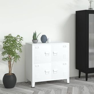Berkfield Home Industrial Storage Chest White 75x40x80 cm Steel | Size: 75 x 40 x 80 cm