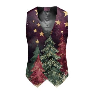 Generic Christmas Waistcoat Mens Vest Festival Christmas Snowflake Suit Vest Fun Waistcoat Christmas Happy Santa Xmas Waistcoats with Pockets V Neck Sleeveles