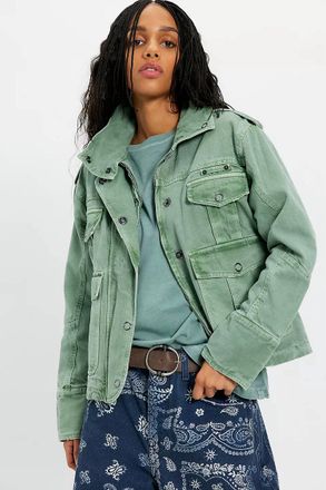 Free People Kali Washed Jacket In Forest Run