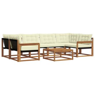 vidaXL Conjunto De Sof&aacute;s De Exterior Con Coj&iacute;n 7 Pcs Natural Y Crema Vidaxl