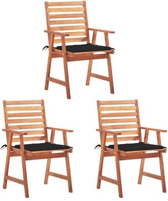 vidaXL Vidaxl - Sillas Comedor De Jard&iacute;n 3 Uds Madera Maciza Acacia Y Cojines
