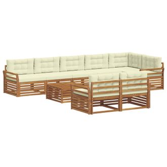 vidaXL Conjunto De Sof&aacute;s De Exterior Con Coj&iacute;n 9 Pcs Natural Y Crema Vidaxl