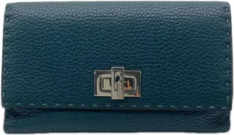 Fendi Selleria Green Leather Long Wallet (Bi-Fold) (Pre-Owned)